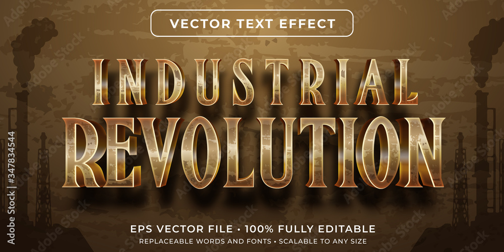 Editable text effect - industrial revolution vintage style - obrazy, fototapety, plakaty 