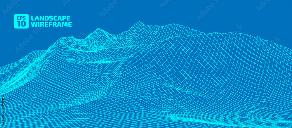 The stylized height of the topographic contour in lines. The concept of a conditional geography scheme and the terrain path. Height map. Blue colors. Wide picture format. Vector illustration.	