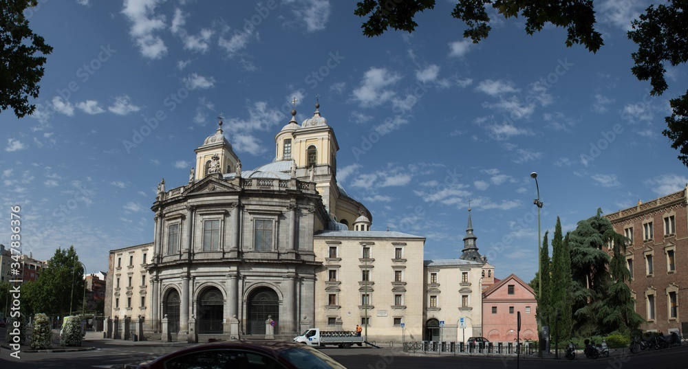 summer day in capital of spain madrid view at old building in the city