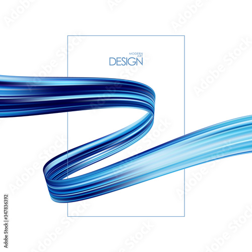 Modern blue color flow background. Abstract wave twisted liquid shape. Template for your design