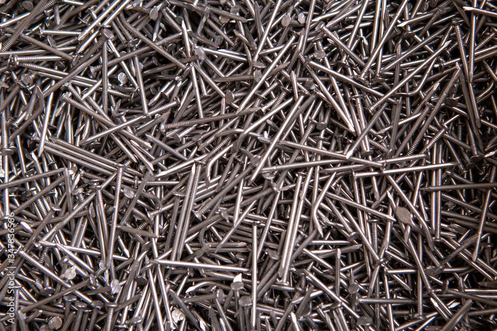 Picture on many steel nails from above. Copy Space. Background Picture on many steel nails from above. Copy Space. Background