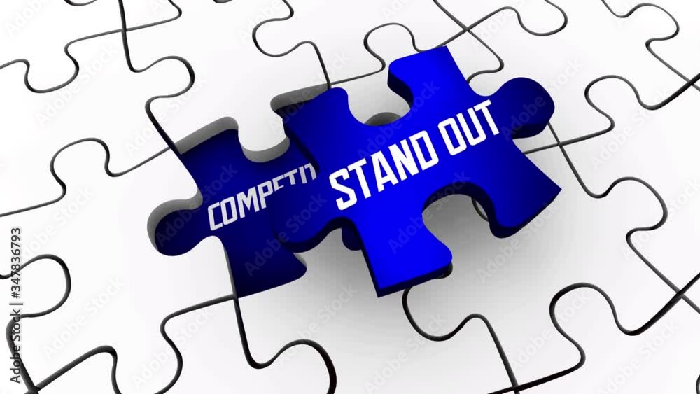 Stand Out From Competition Puzzle Pieces Win Positive Unique Confidence 3d Animation Stand Out From Competition Puzzle Pieces Win Positive Unique Confidence 3d Animation