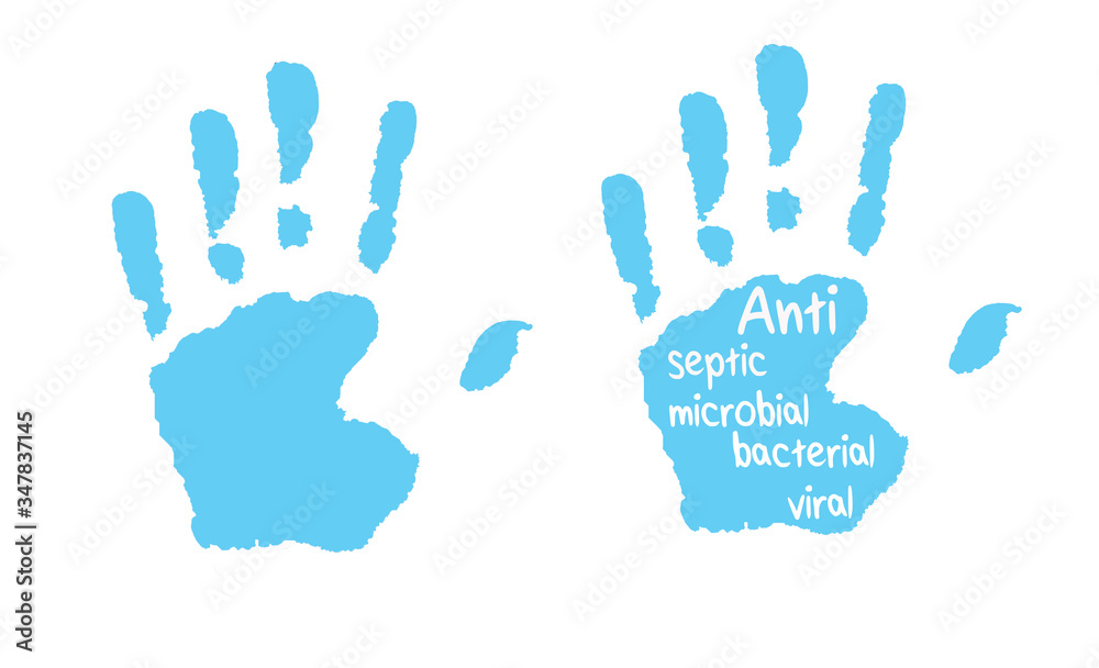 blue palmprint set isolated with antiviral antibacterial text
blue palmprint set isolated with antiviral antibacterial text