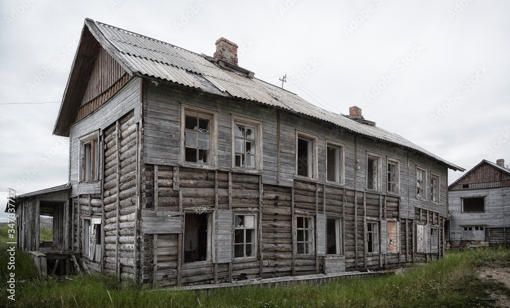 Old wooden houses , Arctic, Barents Sea, the village of Teriberka Old wooden houses , Arctic, Barents Sea, the village of Teriberka