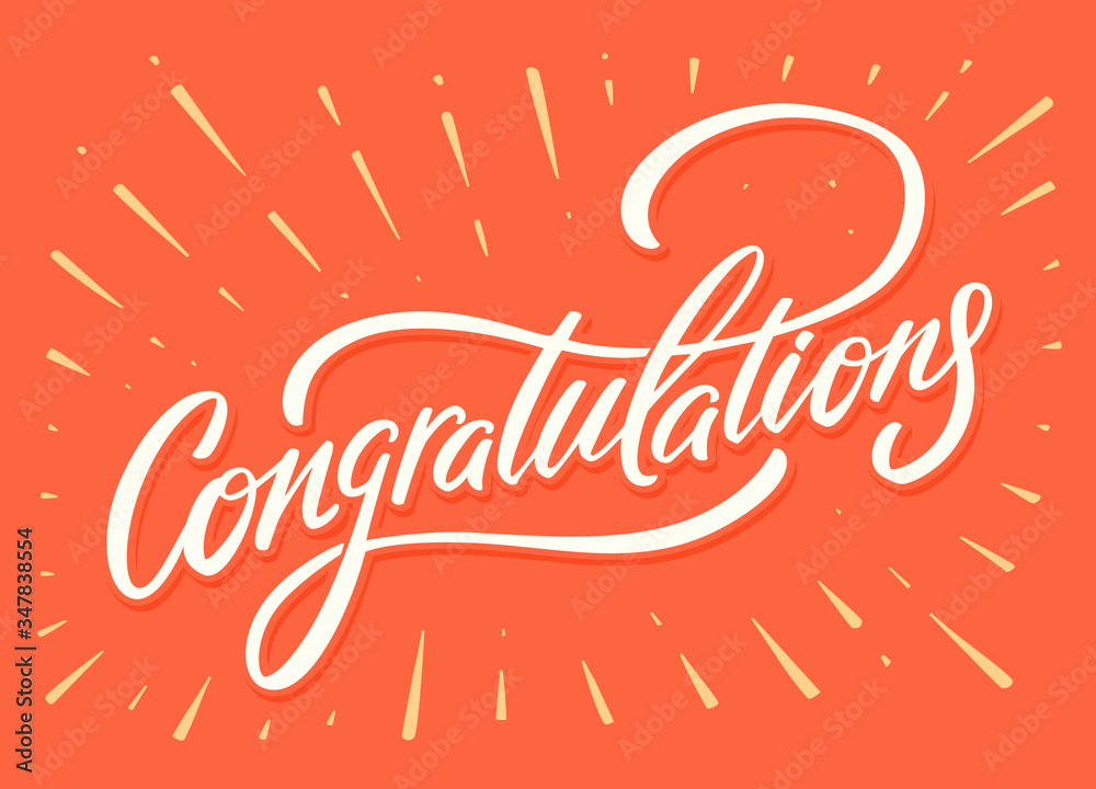 Congratulations. Greeting card. Vector lettering.