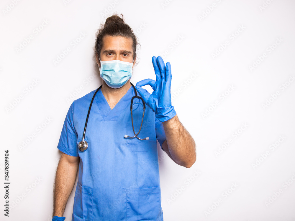 doctor with mask and gloves in a white background doctor with mask and gloves in a white background