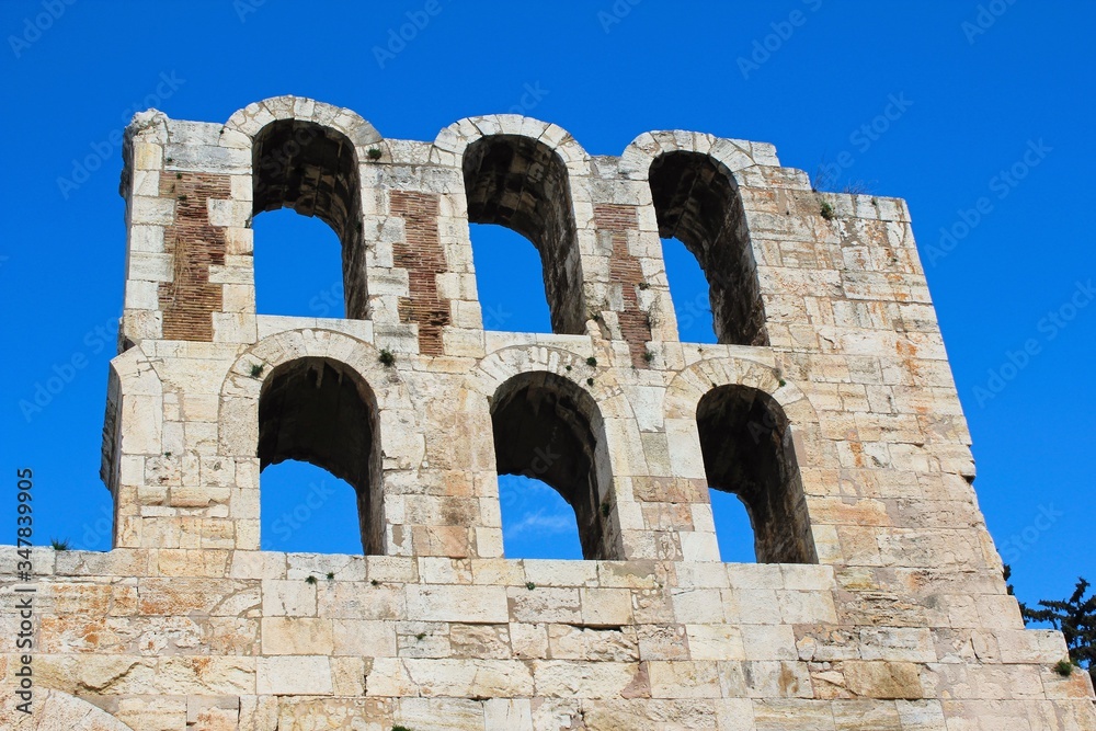 Detail from the Odeon of Herodes Atticus, Athens, Greece.