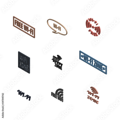 Set of 3D wireless icons, vector illustration.