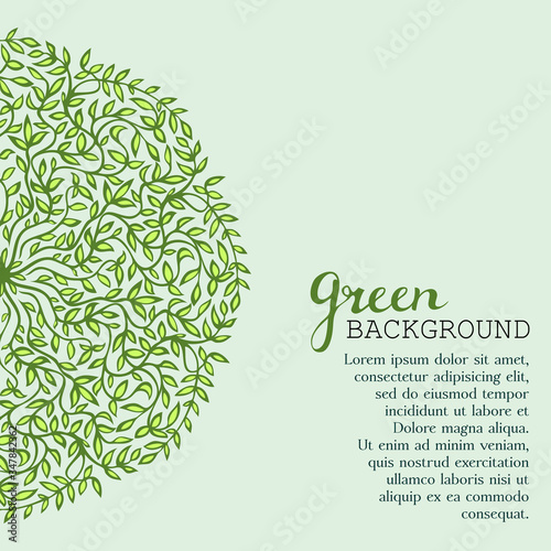 Green background with abstract foliage.