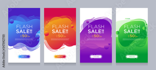 Modern colorful advertising poster for flash sale banners with dynamic shape. Sale banner template design, Flash sale special offer set © shctz