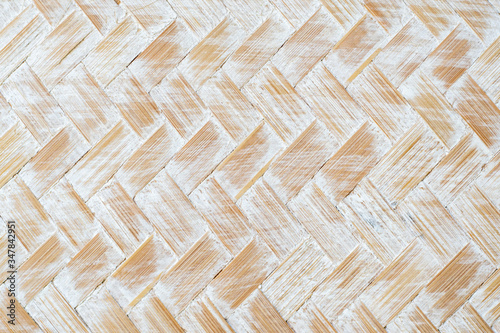 Fototapeta Naklejka Na Ścianę i Meble -  Woven wood pattern texture with white paint.
