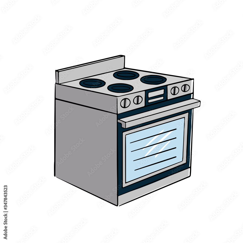 Vector electric stove. The device for frying, grilling, heating. Illustration on the theme of cuisine, cooking, recipes, kitchen items isolated on white background. Vector electric stove. The device for frying, grilling, heating. Illustration on the theme of cuisine, cooking, recipes, kitchen items isolated on white background.