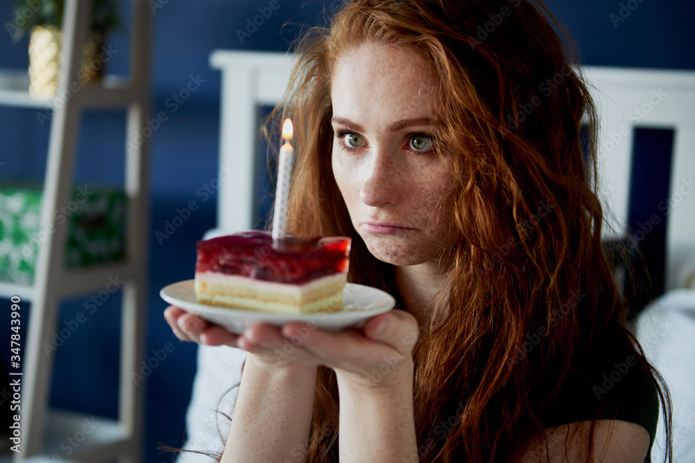 Woman not happy about her lonely birthday Woman not happy about her lonely birthday