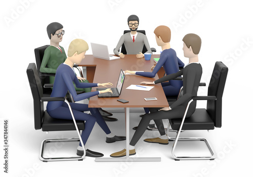 Business meeting in the boss office. White background. 3D illustration