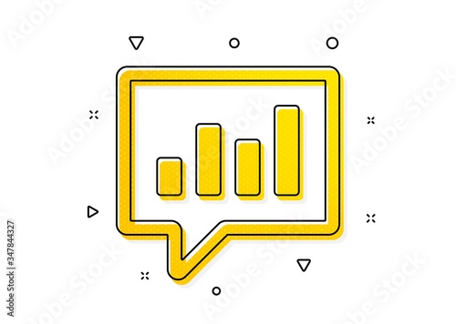Report graph or Sales growth sign in speech bubble. Chart icon. Analysis and Statistics data symbol. Yellow circles pattern. Classic analytical Chat icon. Geometric elements. Vector