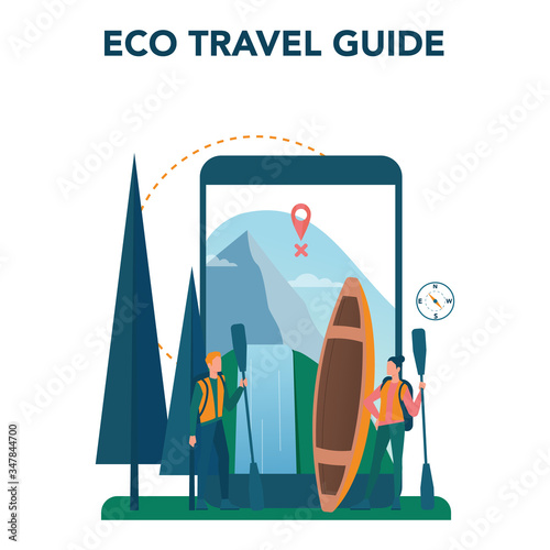 Eco tourism and eco traveling online service or platform. Eco friendly