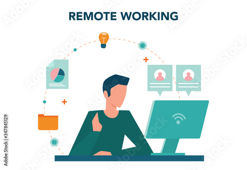 Remote working concept. Telework and global outsourcing,
