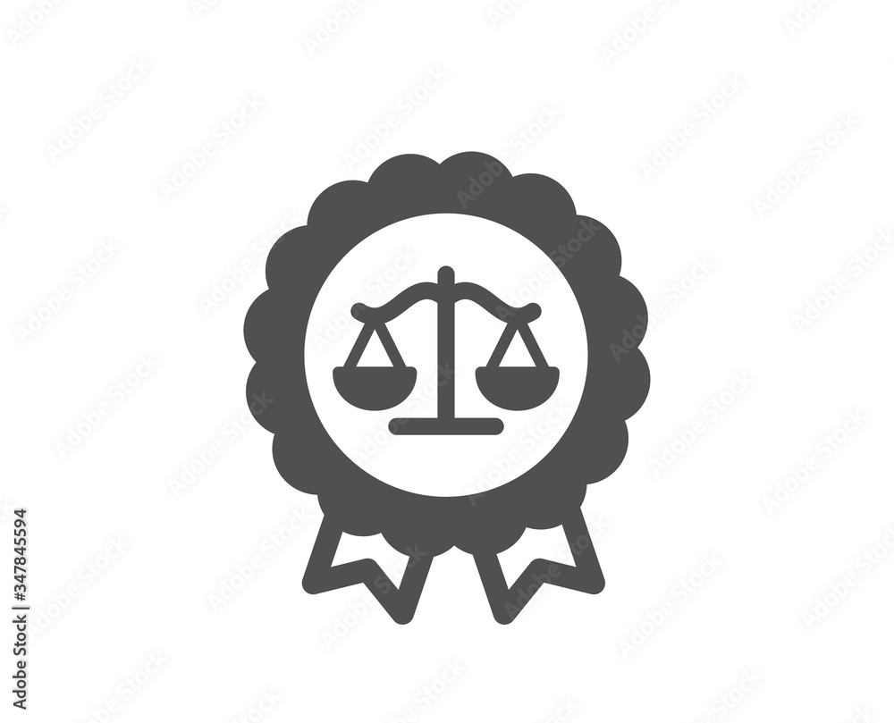 Obraz premium Justice scales icon. Judgement award sign. Legal law symbol. Classic flat style. Quality design element. Simple justice scales icon. Vector
