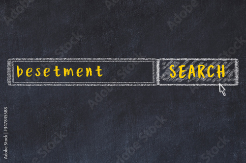 Chalk sketch of browser window with seqrch form and inscription besetment