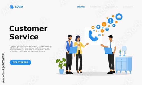 Customer Support and Advising Clients Vector Illustration Concept   Suitable for web landing page  ui   mobile app  editorial design  flyer  banner  and other related occasion