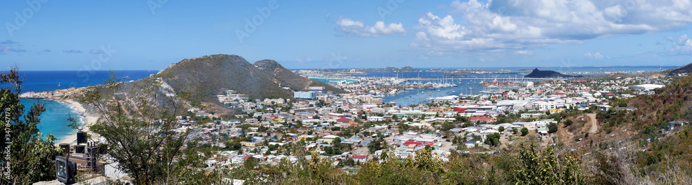 Cole Bay Hill, Panorama, St. Martin, Karibik