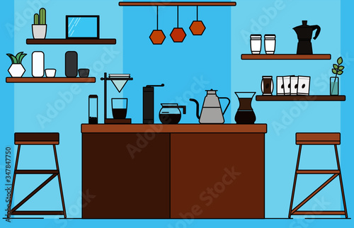 Vector Design Coffee Bar Space in Blue Room