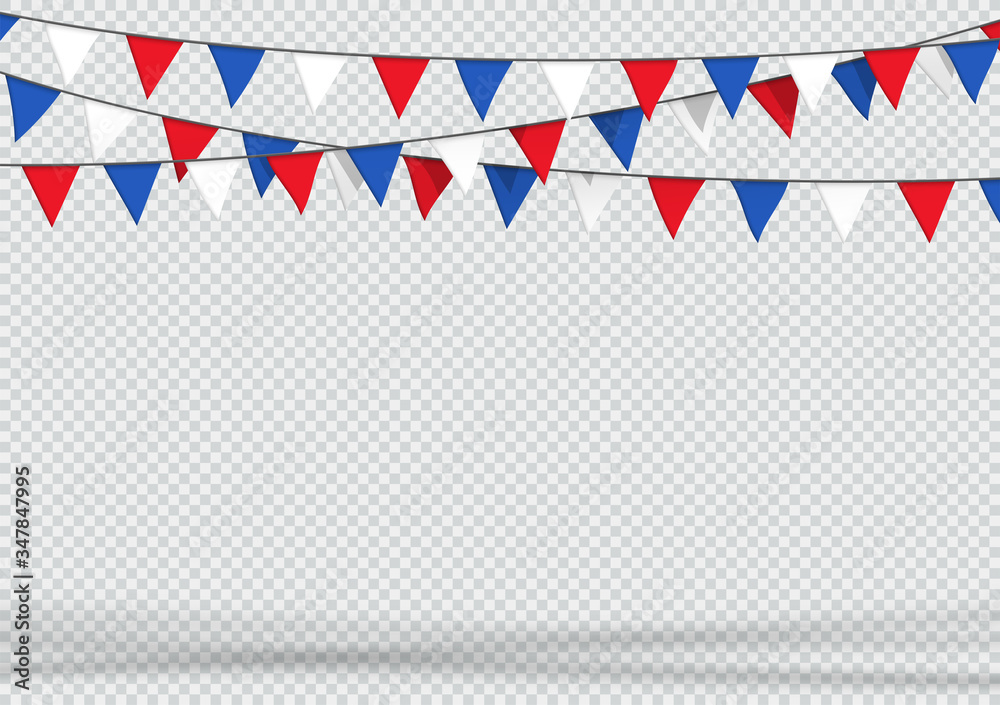 Bunting Hanging Banner Red White Blue Flag Triangles Background