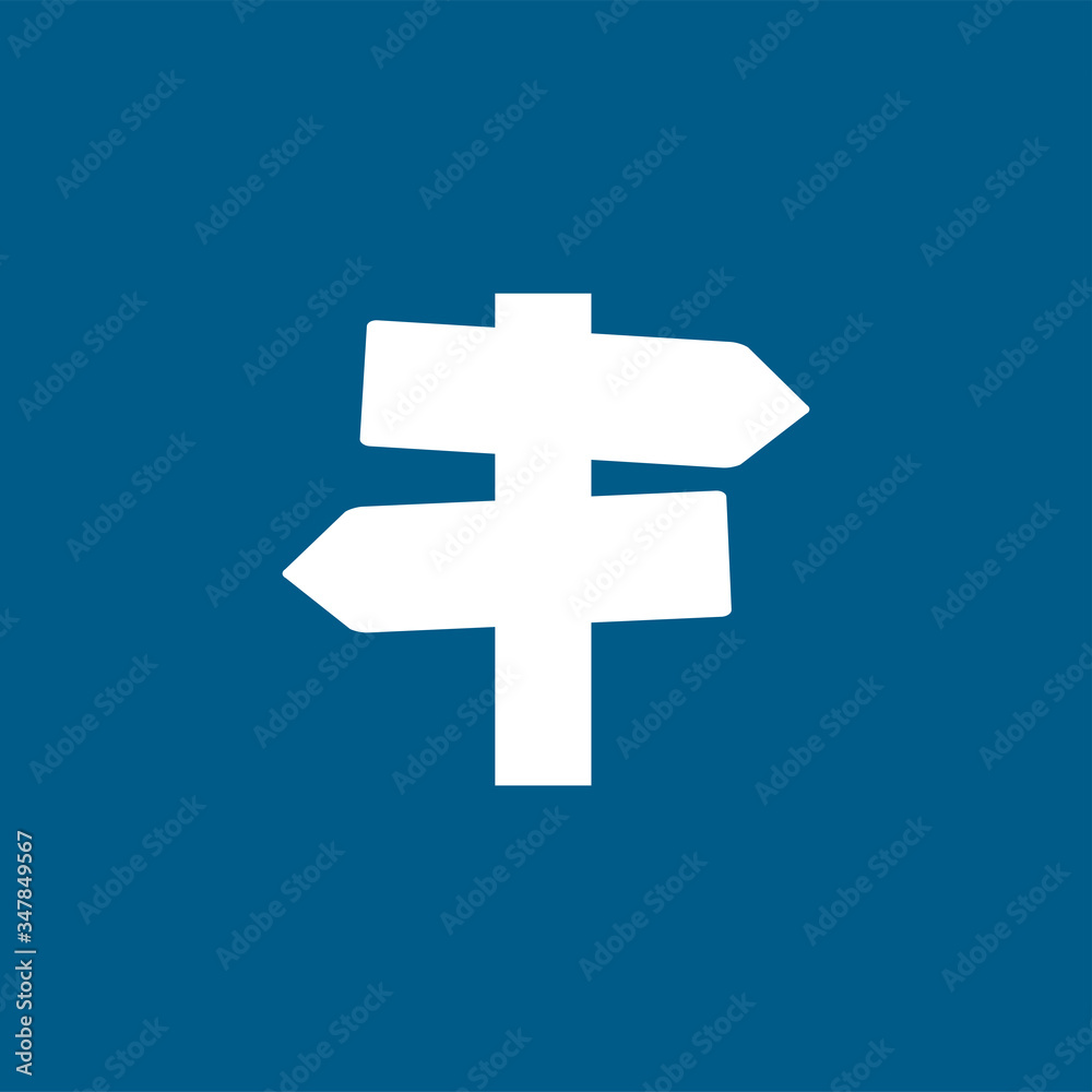 Signpost Icon On Blue Background. Blue Flat Style Vector Illustration Signpost Icon On Blue Background. Blue Flat Style Vector Illustration