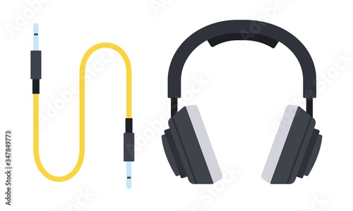 Musical device full-size headphones Musician vector icon flat isolated illustration.
