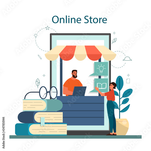 Online book store concept. Woman buy digital books on smartphone.