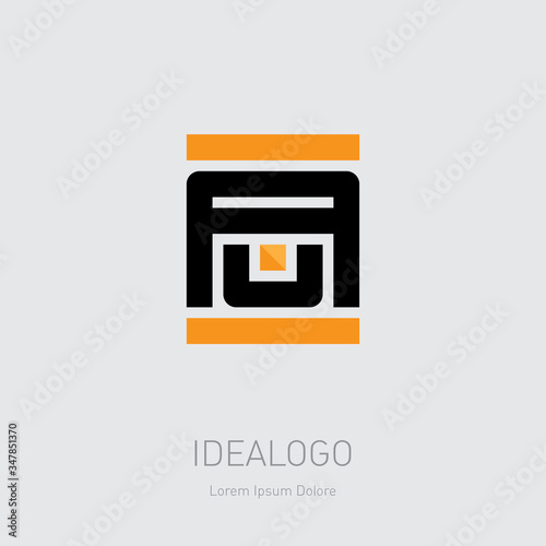 AU - international designation of the chemical element Gold (Aurum). Monogram or logotype. Vector design element or icon. A and U - initials or logo.
