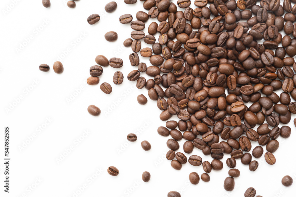 Coffee beans isolated on white background. Close up. Coffee beans isolated on white background. Close up.