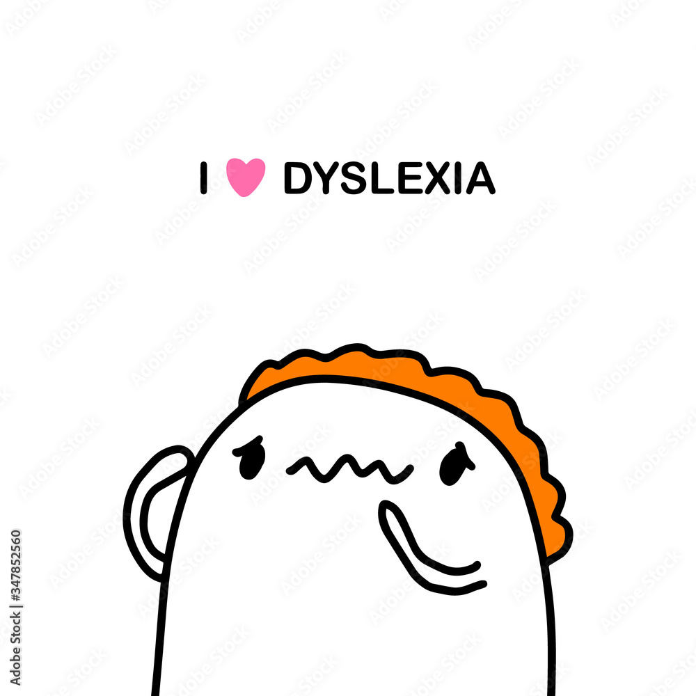 I love dyslexia hand drawn vector illustration in cartoon comic style man has trouble with speaking I love dyslexia hand drawn vector illustration in cartoon comic style man has trouble with speaking