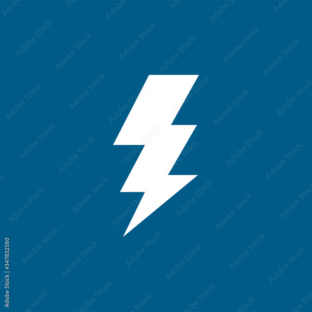 Thunderbolt Icon On Blue Background. Blue Flat Style Vector Illustration Thunderbolt Icon On Blue Background. Blue Flat Style Vector Illustration