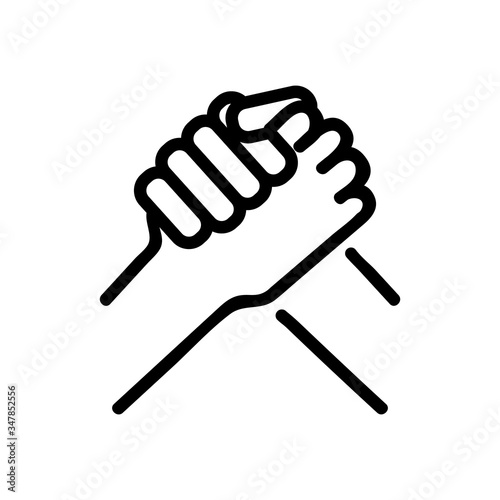 arm wrestling hands view closer icon vector. arm wrestling hands view closer sign. isolated contour symbol illustration