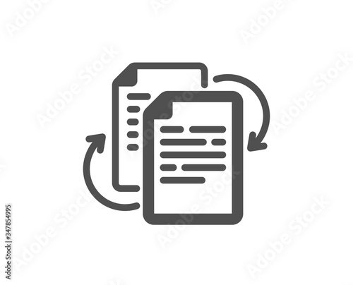 Documents workflow icon. Doc file page sign. Bureaucracy symbol. Classic flat style. Quality design element. Simple bureaucracy icon. Vector