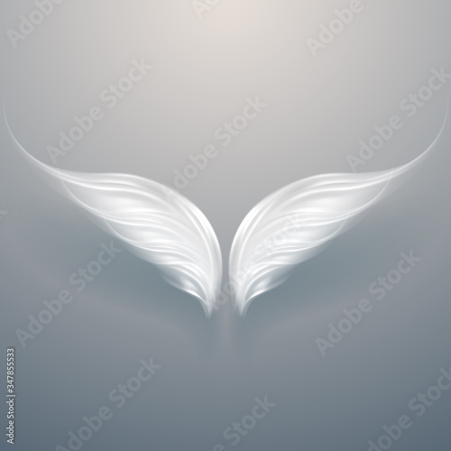 Abstract white light wings with shadow