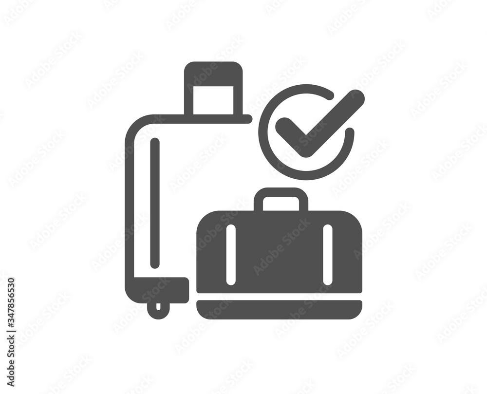 Vecteur Stock Airport baggage reclaim icon. Airplane check in luggage sign.  Flight checked bag symbol. Classic flat style. Quality design element.  Simple baggage reclaim icon. Vector | Adobe Stock