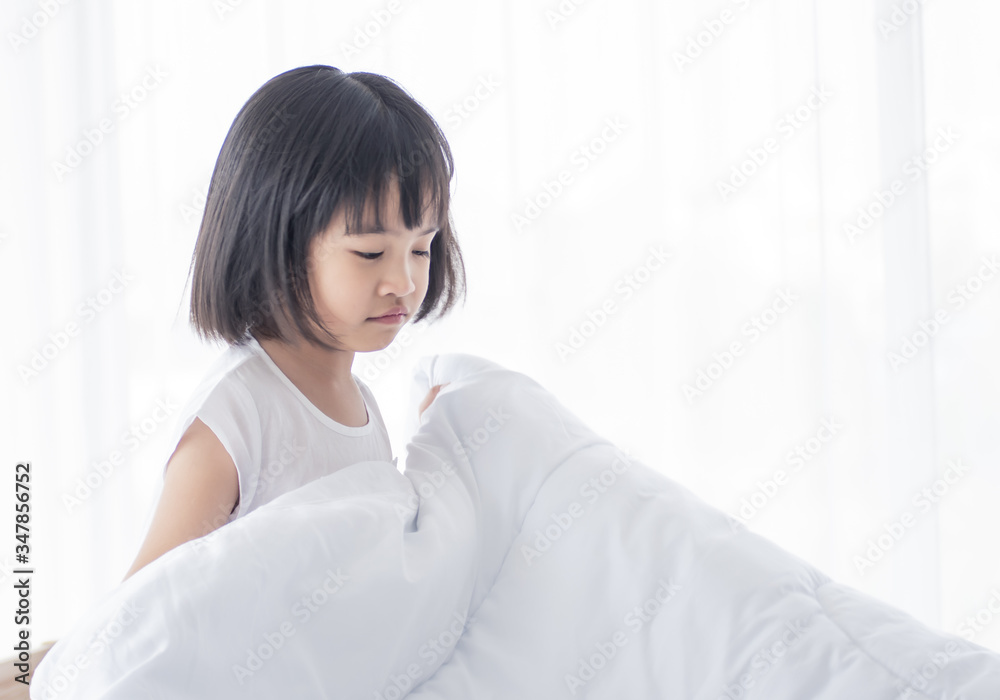 Little girl wake up in the morning Little girl wake up in the morning
