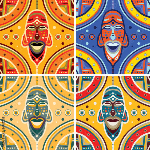 African Mask Pattern Art  Vector Art 