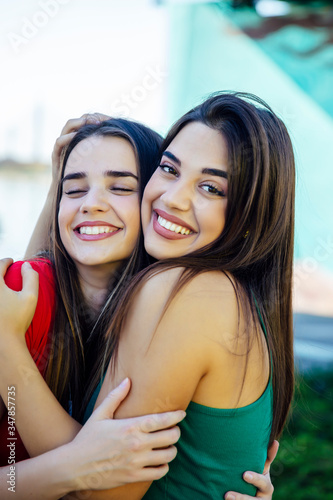 Two best female friends emb...