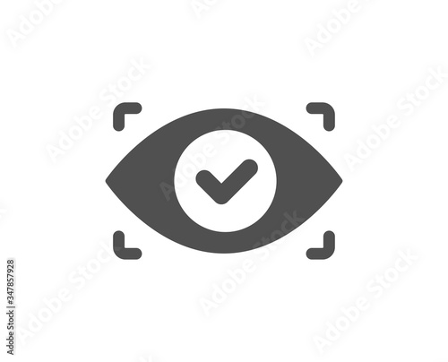 Biometric security scan icon. Eye access sign. Private protection symbol. Classic flat style. Quality design element. Simple biometric eye icon. Vector