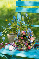 Spring blossom wreath with roses