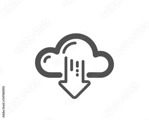 Cloud computing download icon. Internet data storage sign. File hosting technology symbol. Classic flat style. Quality design element. Simple cloud download icon. Vector