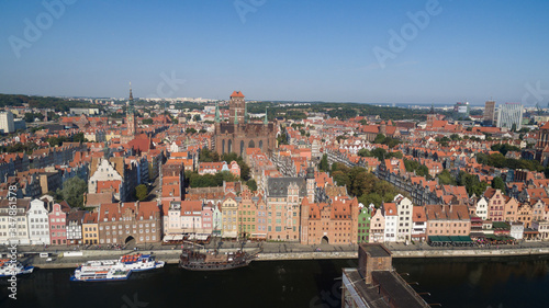 Aerial View of Gdansk City Old Town, Poland