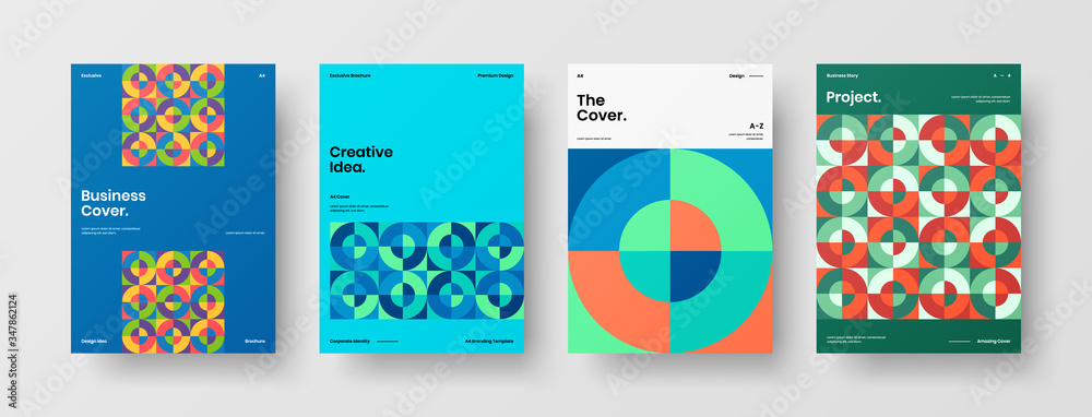 Company identity brochure template collection. Business presentation vector A4 vertical orientation front page mock up set. Corporate report cover abstract geometric illustration design layout bundle. Company identity brochure template collection. Business presentation vector A4 vertical orientation front page mock up set. Corporate report cover abstract geometric illustration design layout bundle.