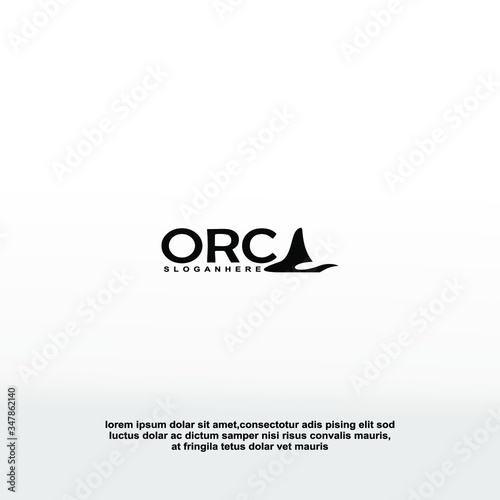 orca logo. logo of killer whale. flat orca for poster. whale killer in swimming pool. whale for icon