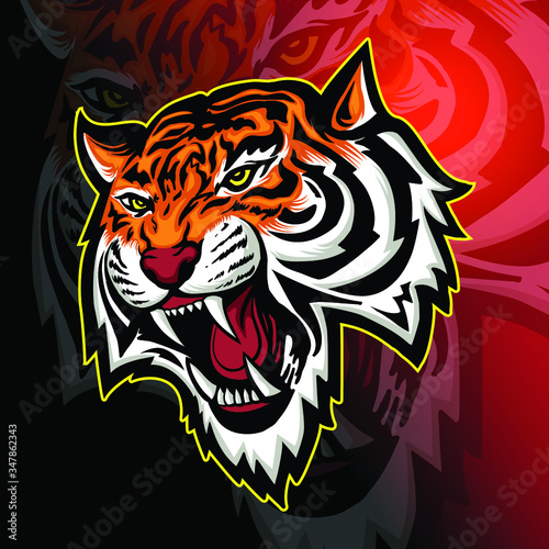 Vászonkép tiger head vector illustration