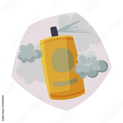 Spray Bottle Spraying with Toxic Cloud, Air Pollution Concept Vector Illustration