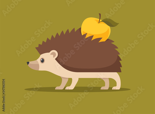 Cute hedgehog flat vector illustration.